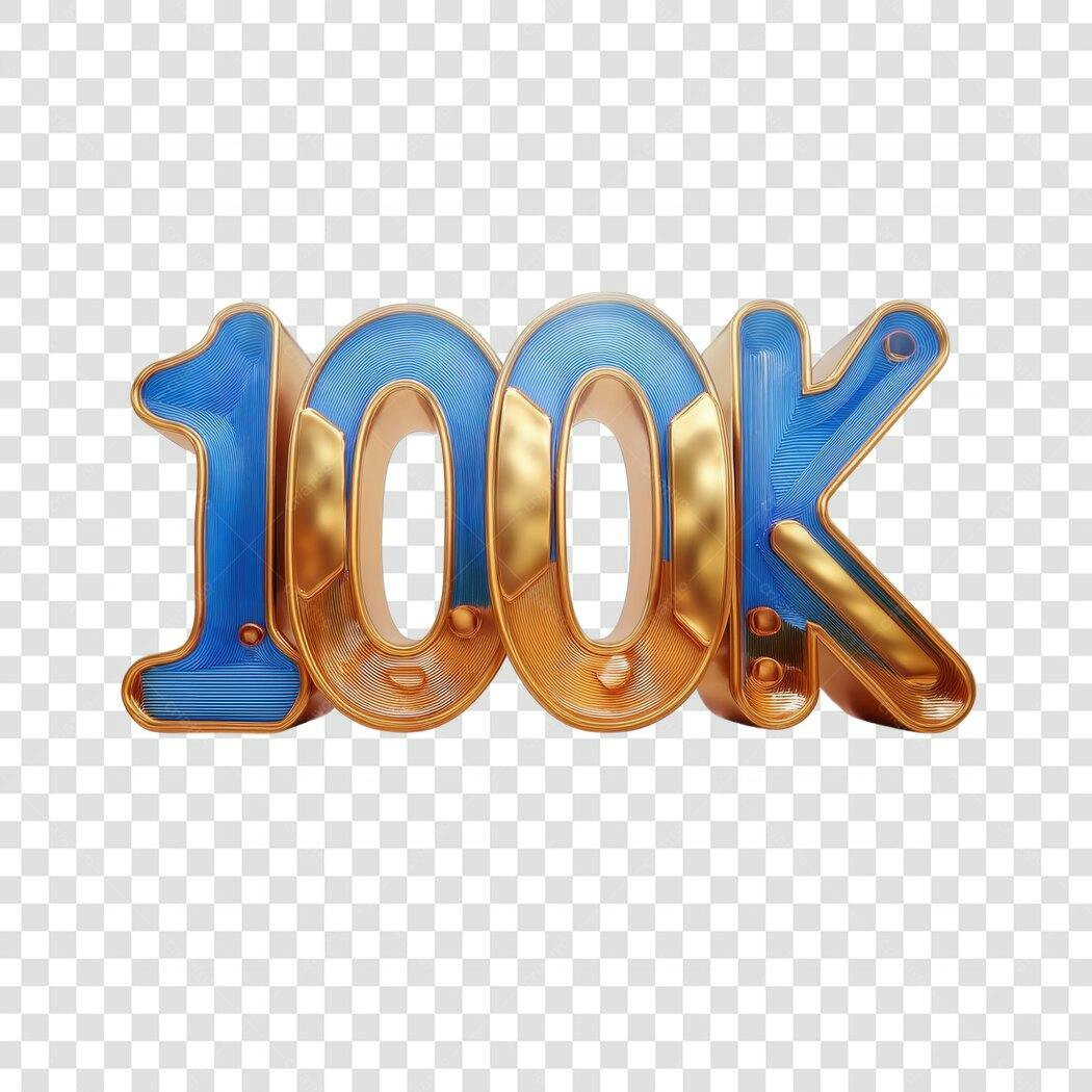 Banner 100 mil seguidores PNG com fundo transparente
