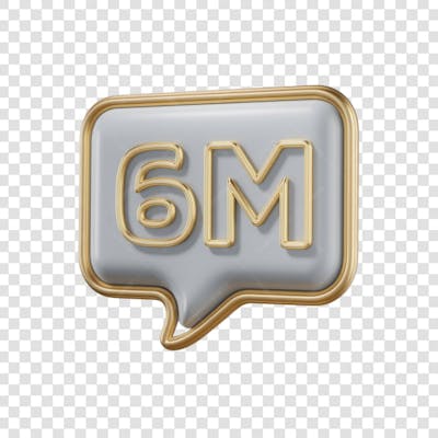 3D render 6M Seguidores Instagram 6 Milhõs Número Elemento para Composição  png (17)