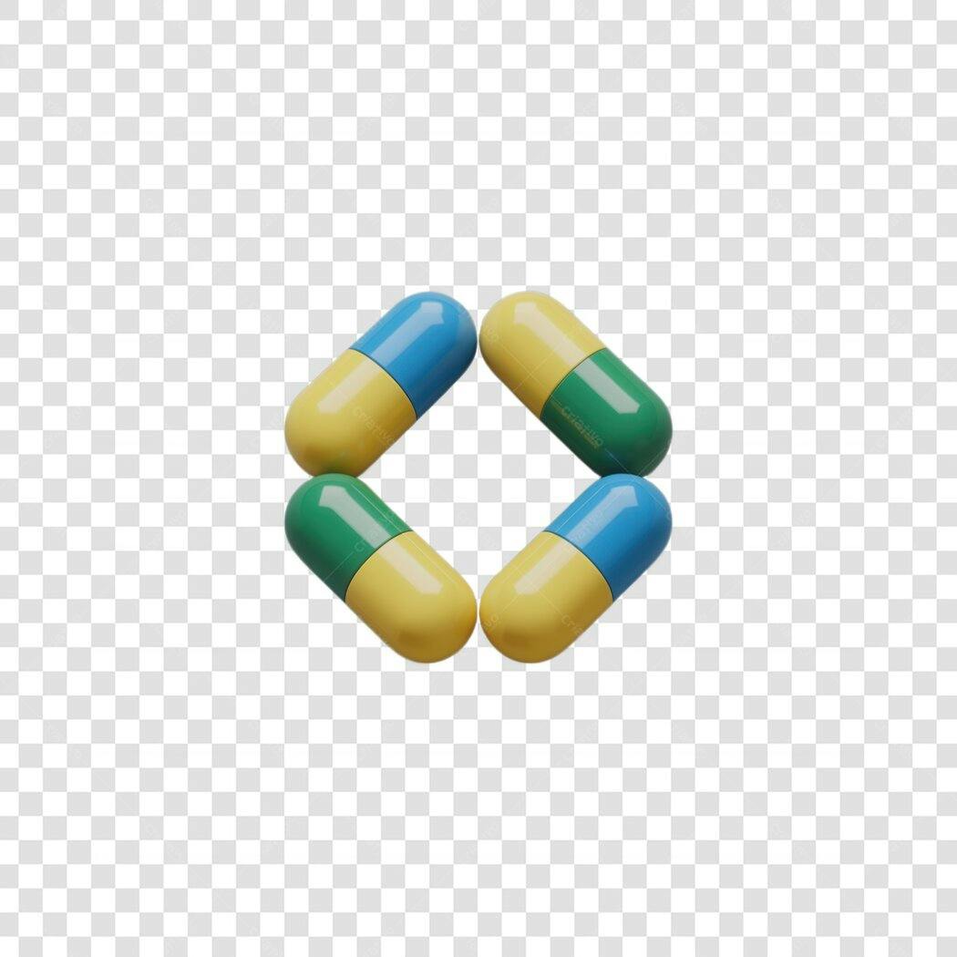 Logo médica com pílulas PNG com fundo transparente
