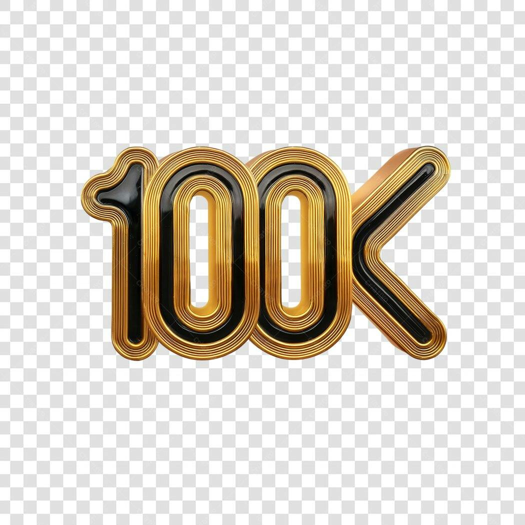 Logo 100 mil seguidores PNG com fundo transparente
