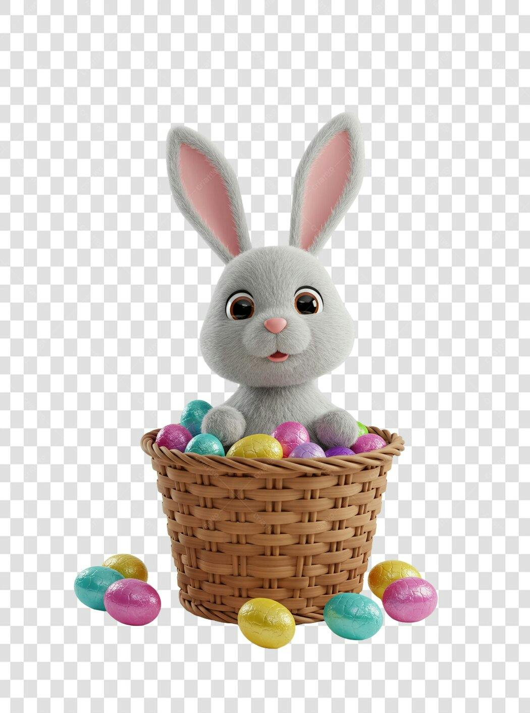 Post Instagram Páscoa Coelho PNG com fundo transparente