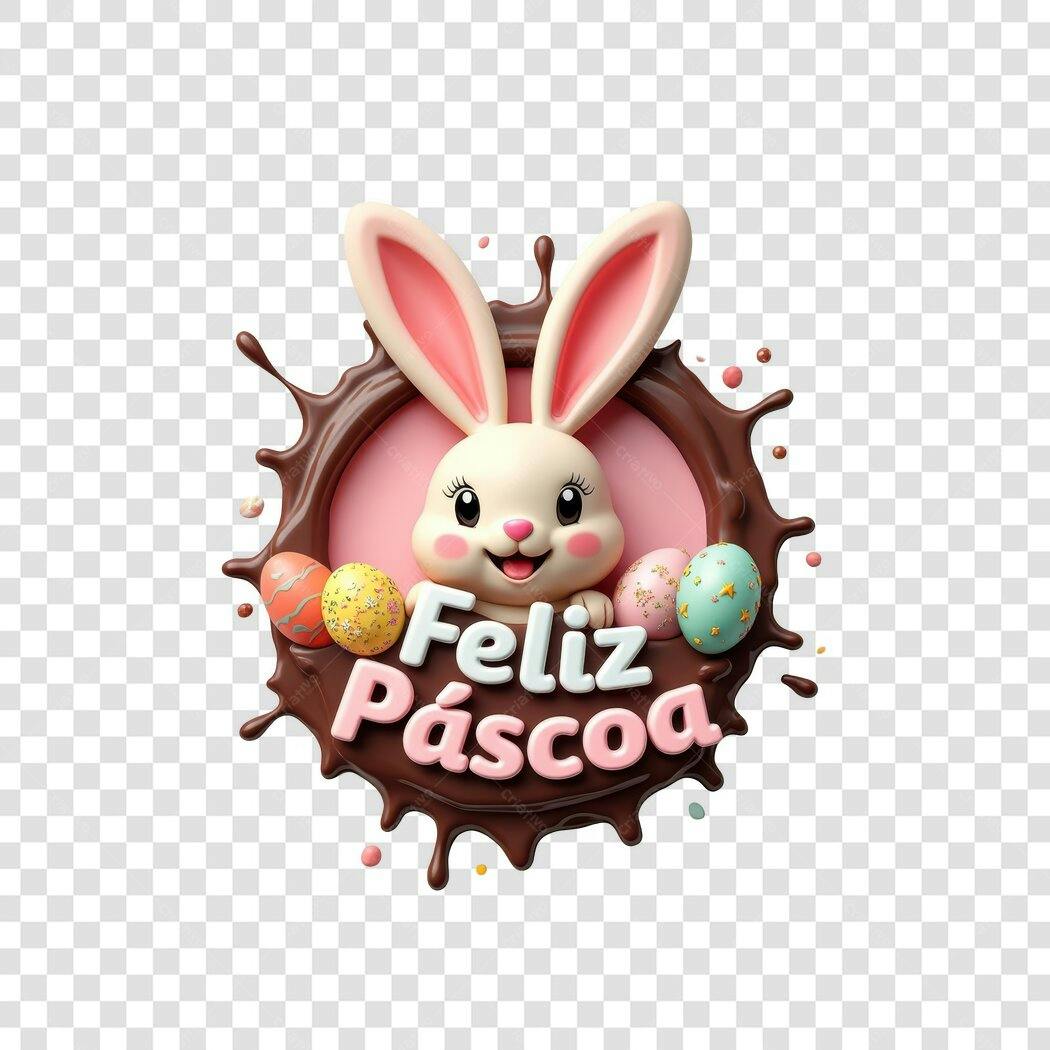 Banner Páscoa Coelho PNG com fundo transparente