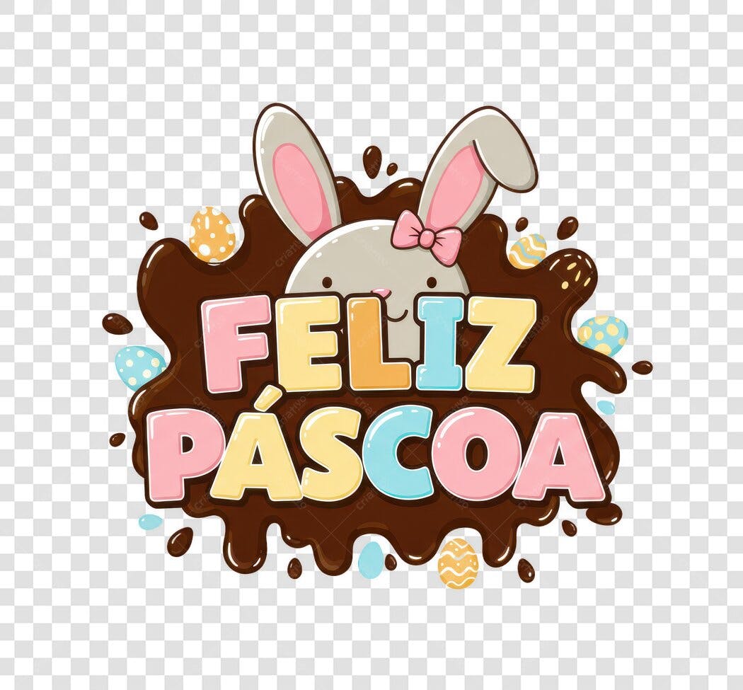Banner Páscoa Coelho PNG com fundo transparente