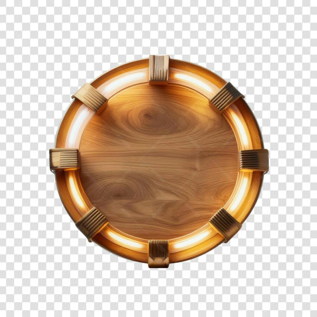 Banner Circular Madeira Iluminado PNG com fundo transparente
