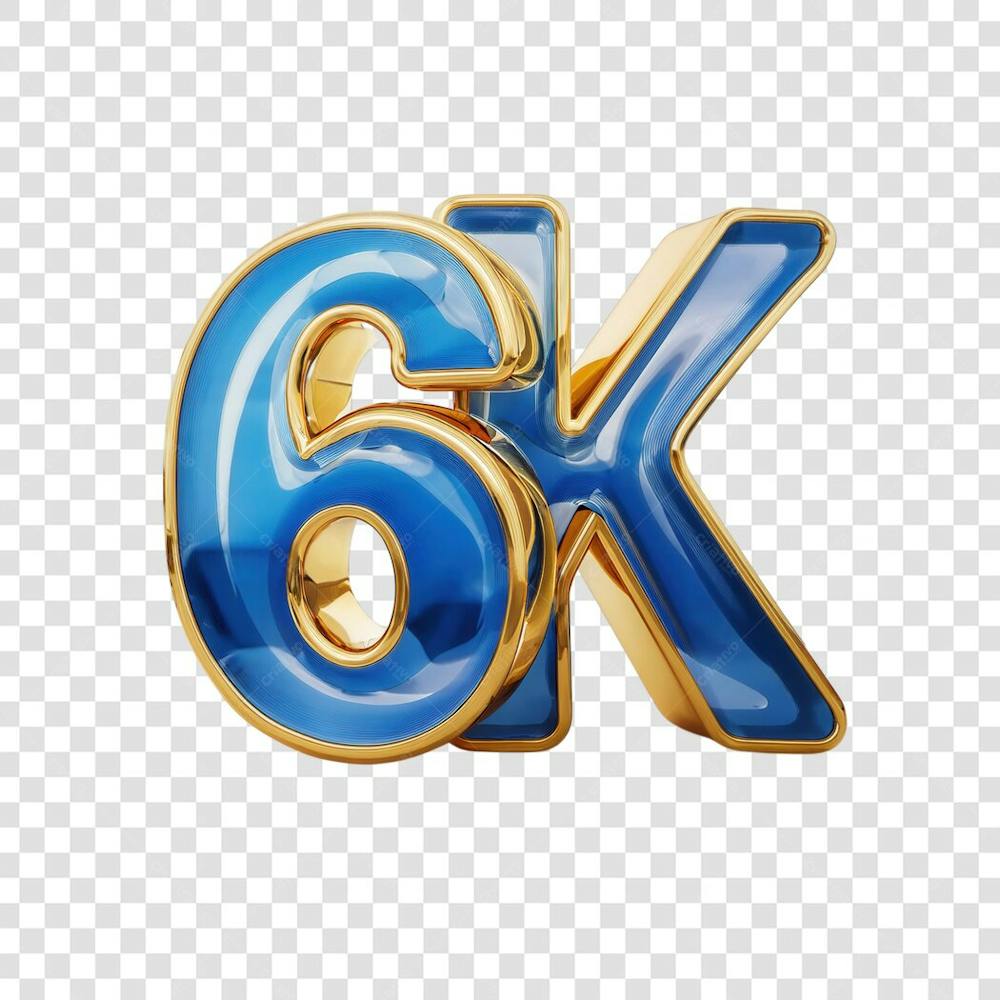 3D render 6K Seguidores Instagram Número Elemento para Composição  png (6)
