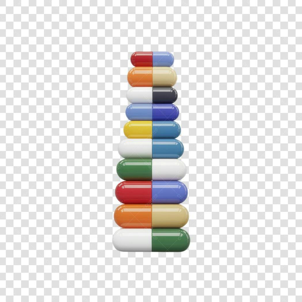PNG Ilustração Pilha de Comprimidos Coloridos com Fundo Transparente