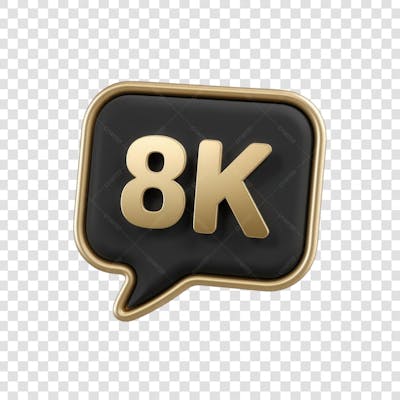 3D render 8k Seguidores Instagram 8 Mil Número Elemento para Composição  png (3)