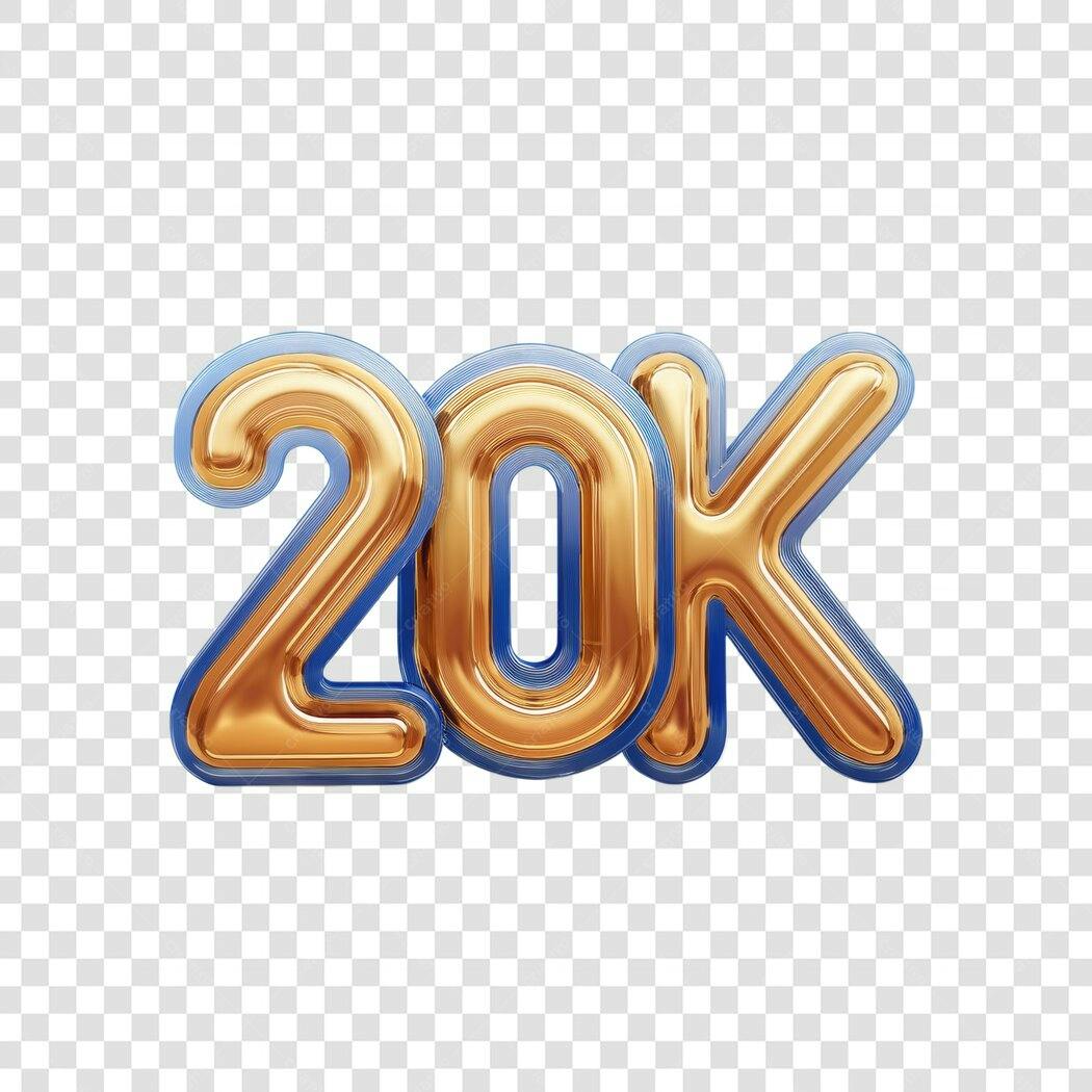 Logo 20 Mil Seguidores PNG com fundo transparente