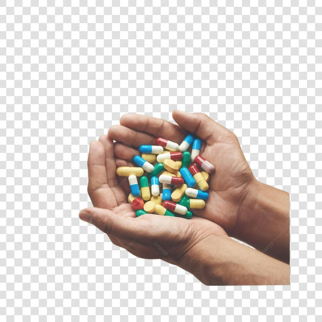 Imagem PNG Mãos com Comprimidos fundo transparente