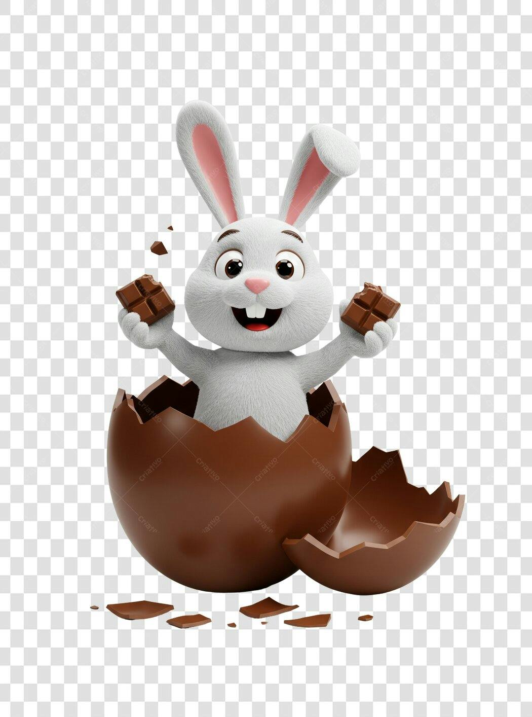 Post Instagram Páscoa Coelho Chocolate PNG com fundo transparente
