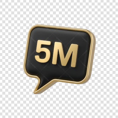 3D render 5M Seguidores Instagram 5 Milhõs Número Elemento para Composição  png (2)