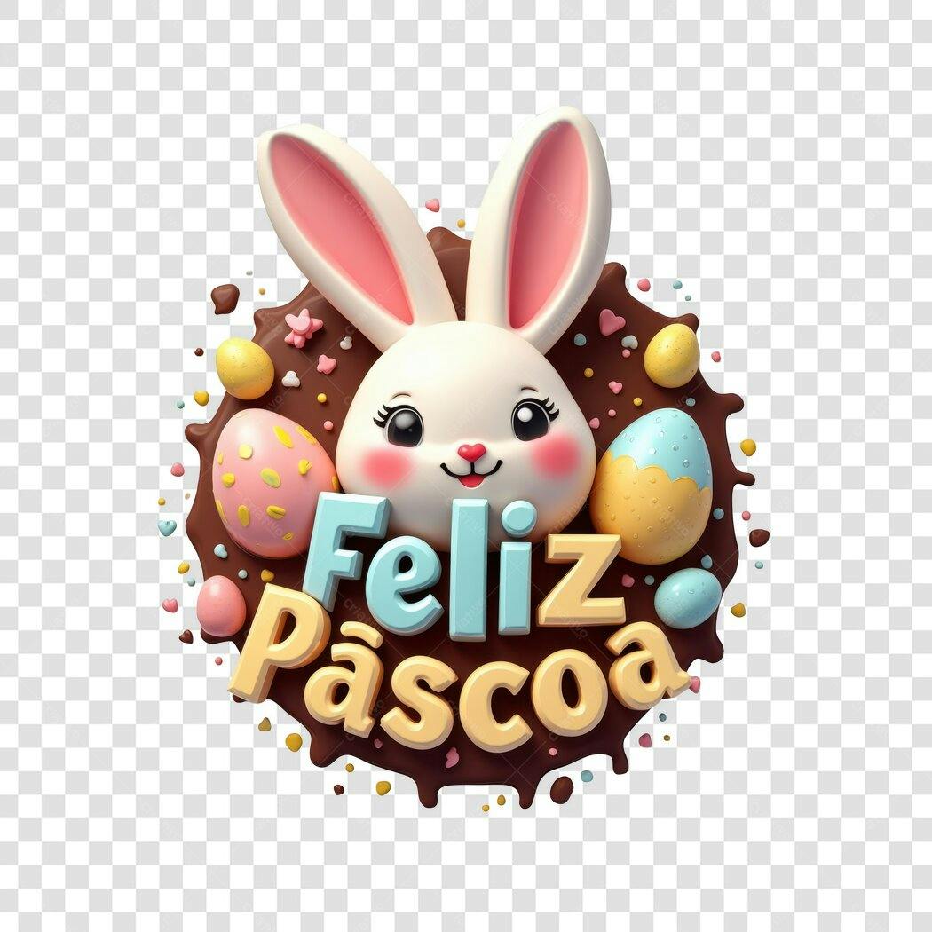 Post Instagram Páscoa Coelho PNG com fundo transparente