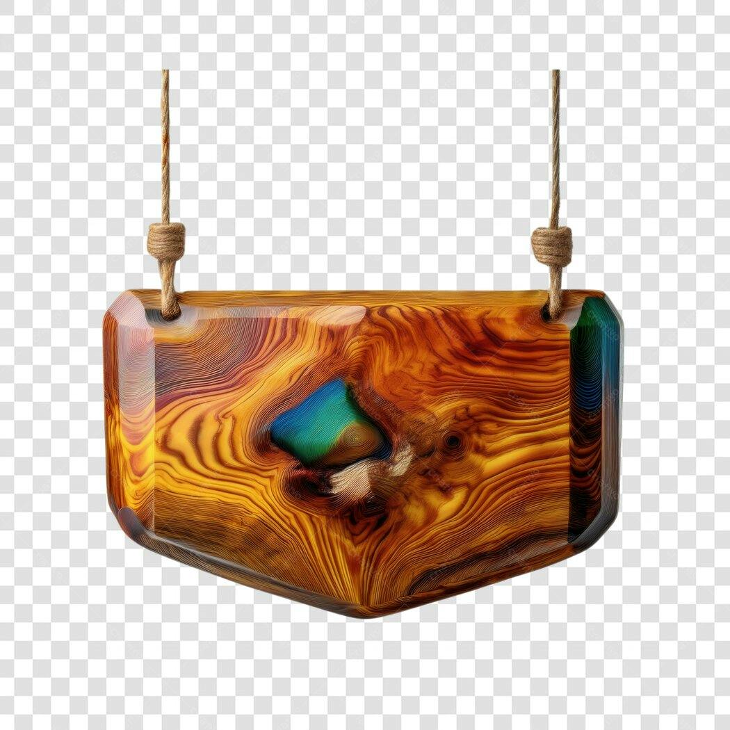 Pingente Madeira Resina PNG com fundo transparente