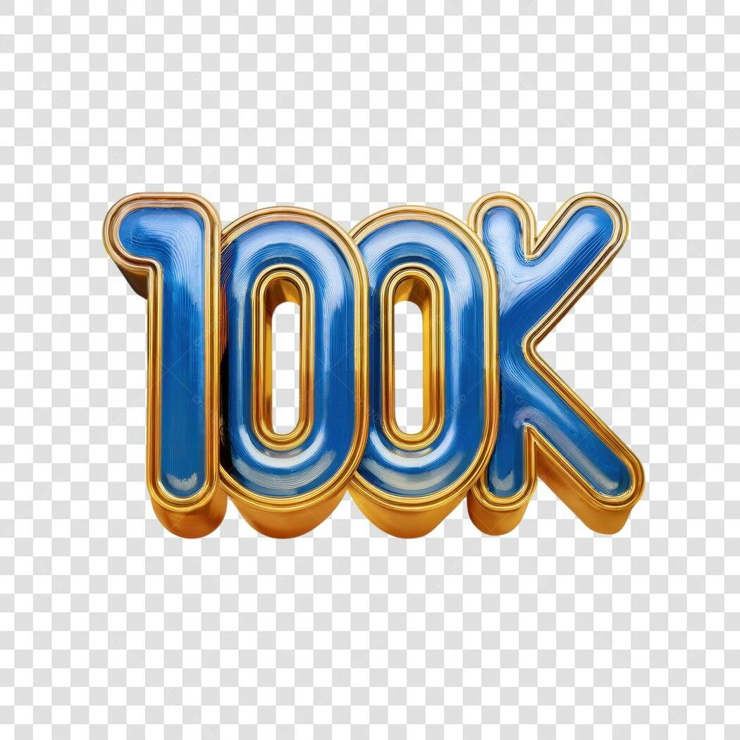 Banner 100 mil seguidores PNG com fundo transparente