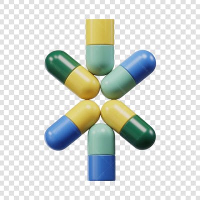 Selo 3D render Remédio Farmácia Cápsula Formulas Medicamnetos elemento o ícone logo PSD png (119)