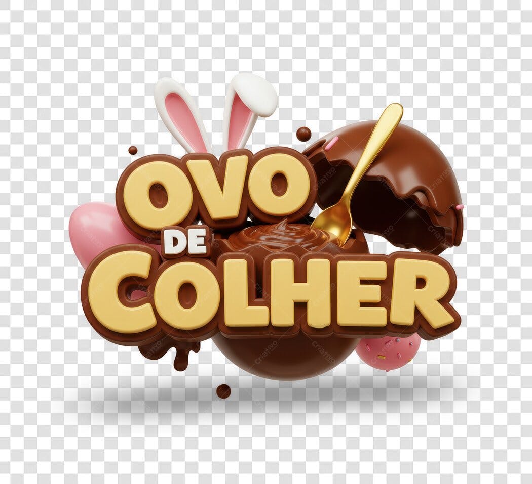 Banner Páscoa Ovo de Colher PNG com fundo transparente