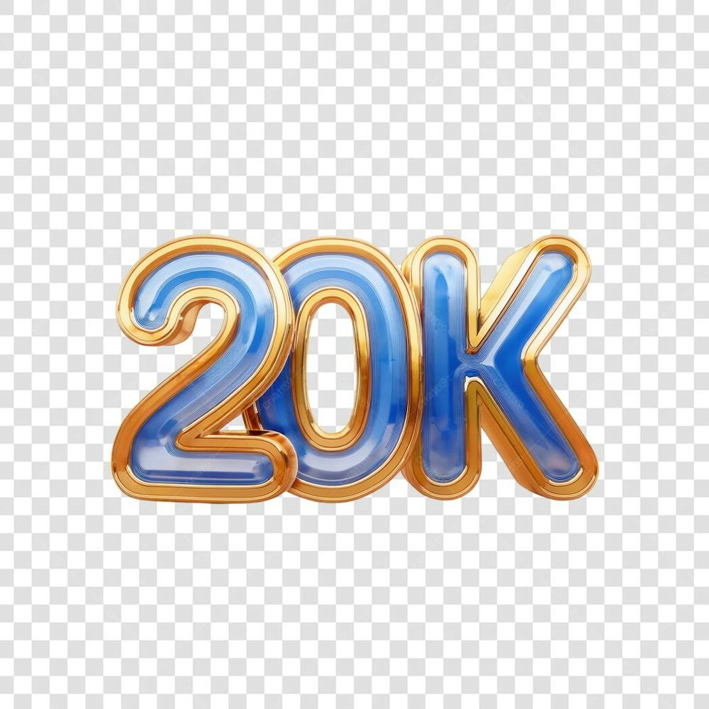 3D render 20K Seguidores Instagram Número Elemento para Composição  png (5)