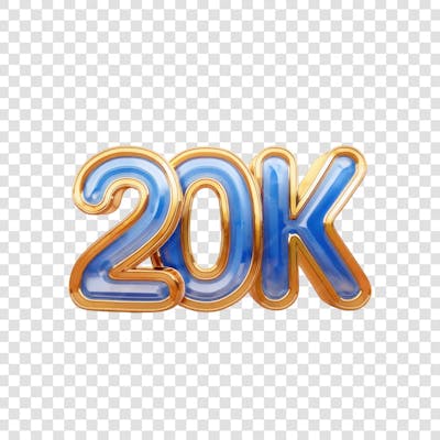 3D render 20K Seguidores Instagram Número Elemento para Composição  png (5)
