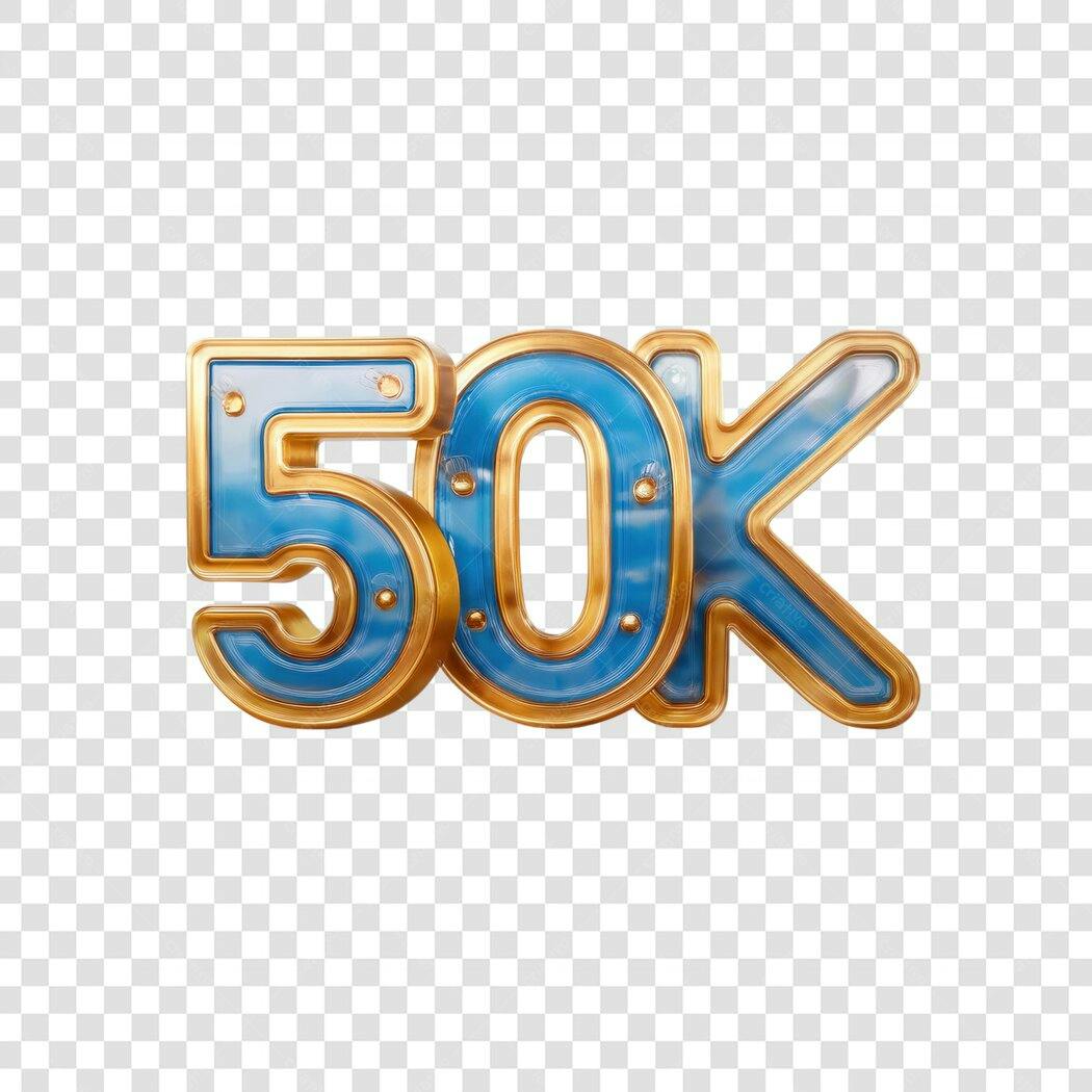Banner 50 mil seguidores PNG com fundo transparente