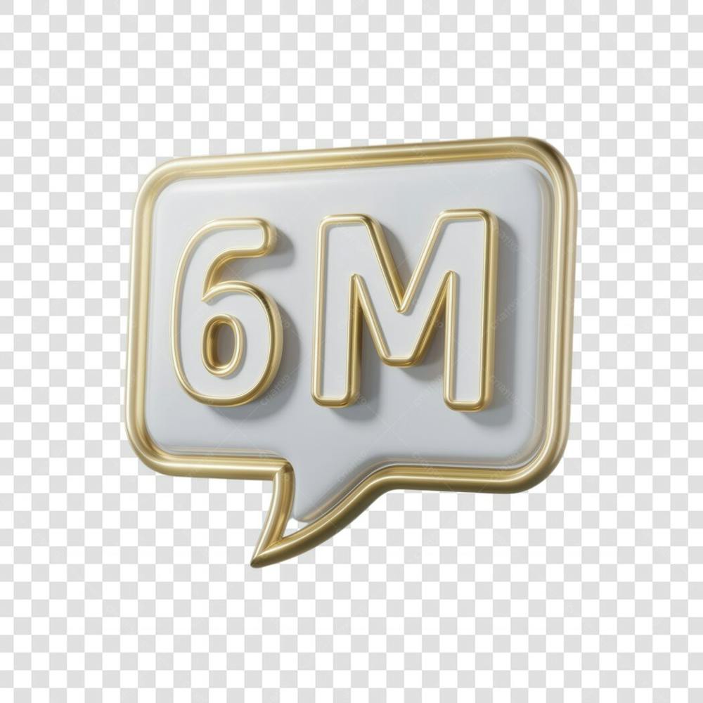 3D render 6M Seguidores Instagram 6 Milhõs Número Elemento para Composição  png (18)