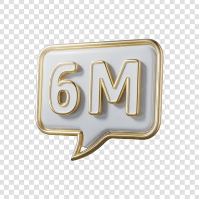 3D render 6M Seguidores Instagram 6 Milhõs Número Elemento para Composição  png (18)