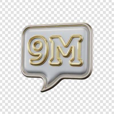 3D render 9M Seguidores Instagram 9 Milhõs Número Elemento para Composição  png (7)
