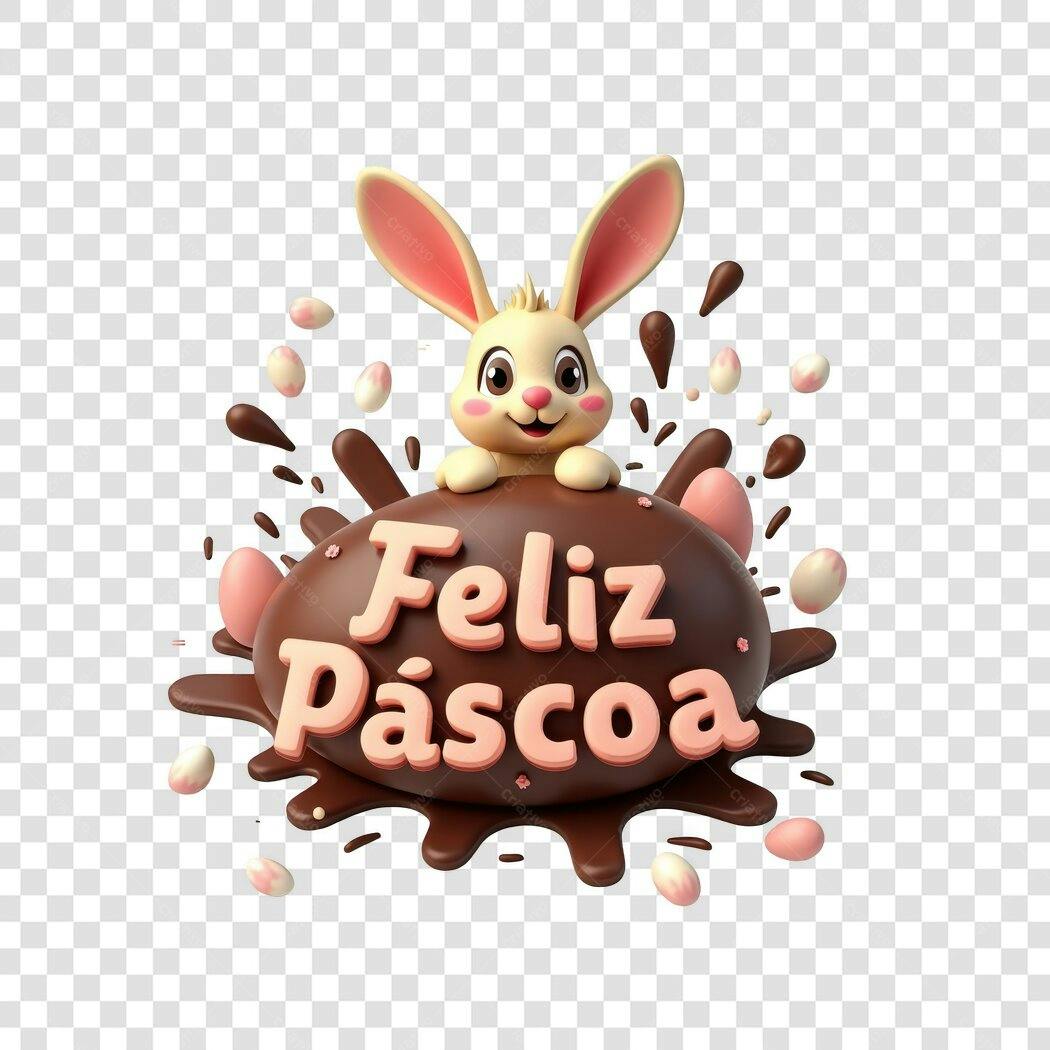 Post Instagram Páscoa Coelho Chocolate PNG com fundo transparente