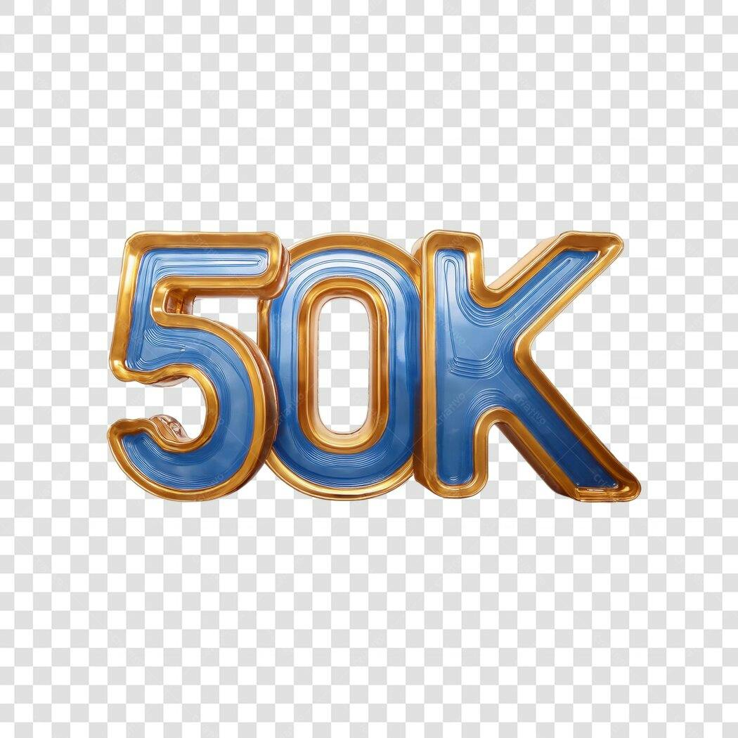 Banner 50 mil seguidores PNG com fundo transparente