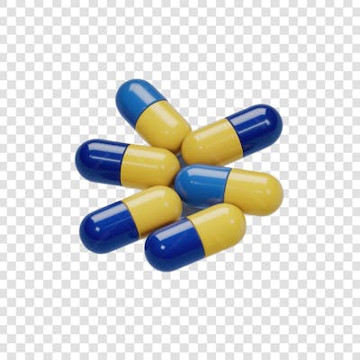Selo 3D render Remédio Farmácia Cápsula Formulas Medicamnetos elemento o ícone logo PSD png (8)