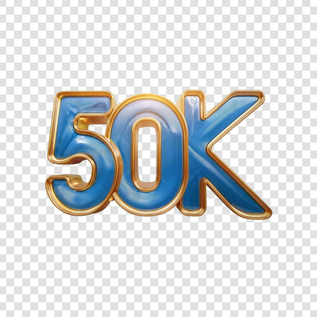 Banner 50 mil seguidores PNG com fundo transparente