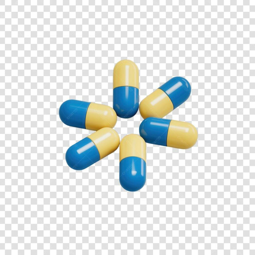 Ícone cápsulas azuis e amarelas PNG com fundo transparente