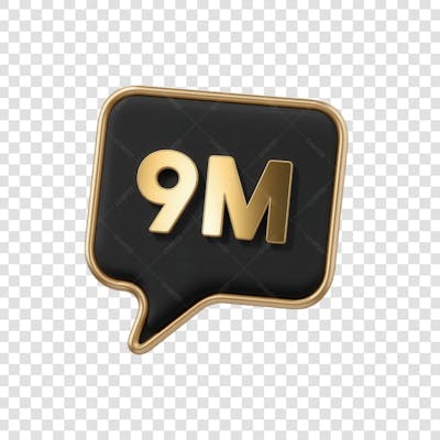 3D render 9M Seguidores Instagram 9 Milhõs Número Elemento para Composição  png (2)