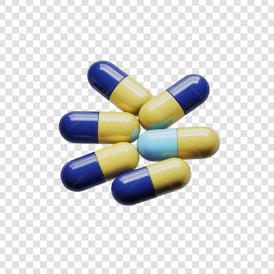 Selo 3D render Remédio Farmácia Cápsula Formulas Medicamnetos elemento o ícone logo PSD png (5)