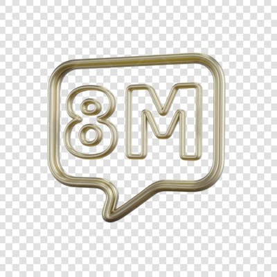 3D render 8M Seguidores Instagram 8 Milhõs Número Elemento para Composição  png (2)