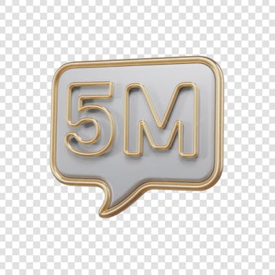 3D render 5M Seguidores Instagram 5 Milhõs Número Elemento para Composição  png (7)