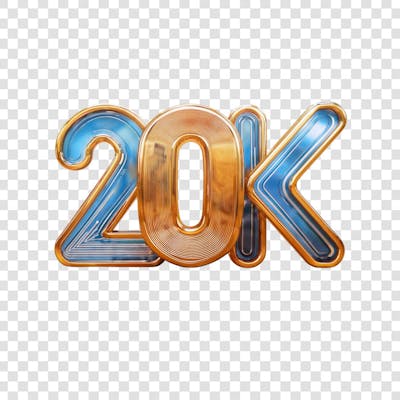 3D render 20K Seguidores Instagram Número Elemento para Composição  png (4)