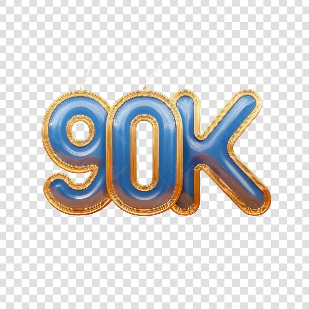 Banner 90 mil seguidores PNG com fundo transparente
