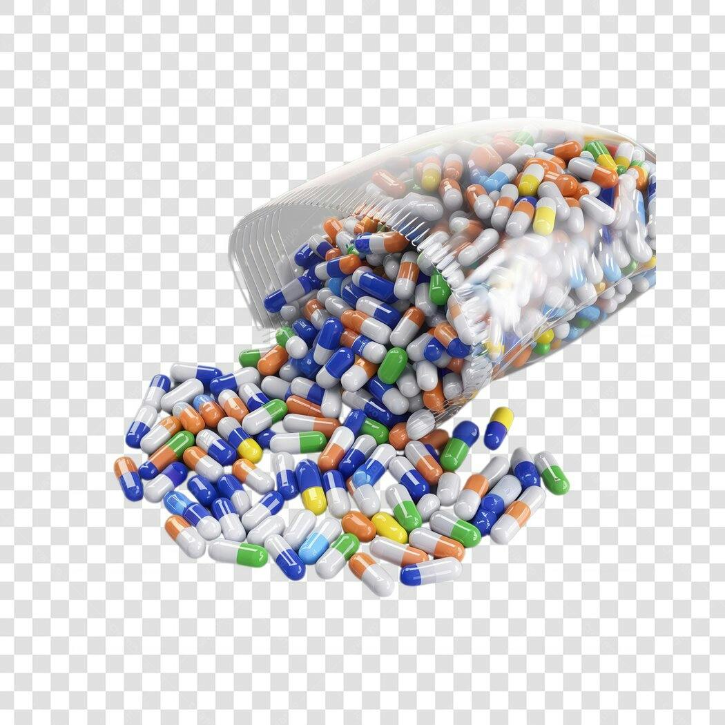 Mockup Cápsulas Medicinais PNG com fundo transparente
