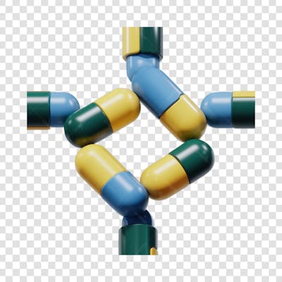 Selo 3D render Remédio Farmácia Cápsula Formulas Medicamnetos elemento o ícone logo PSD png (116)