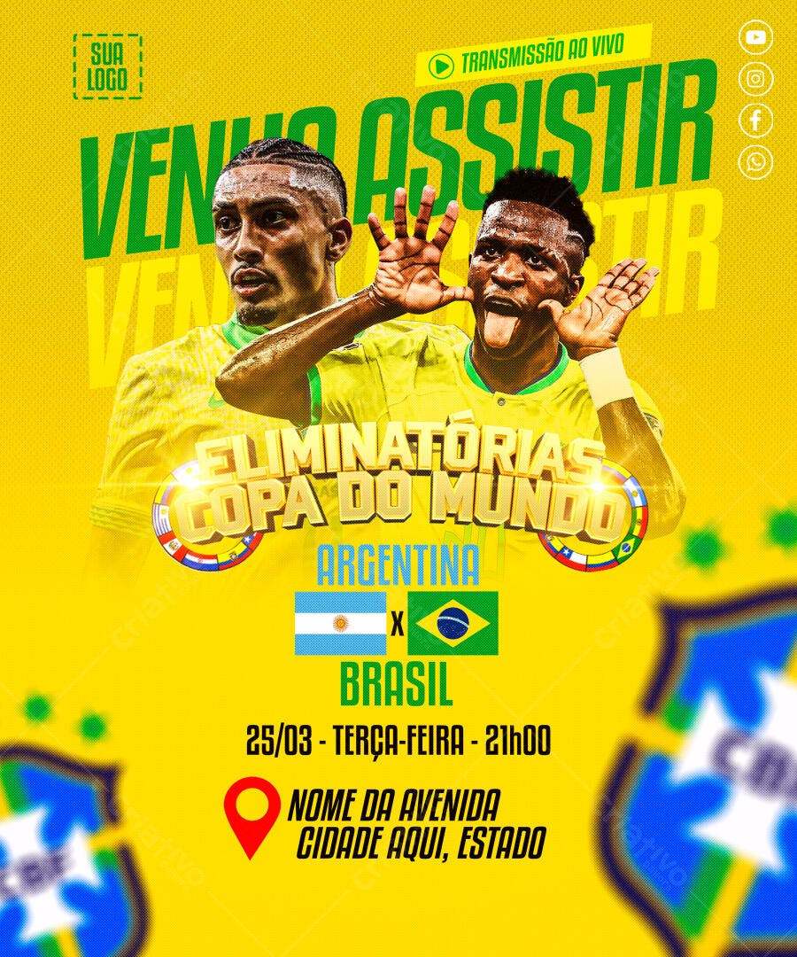 Flyer Eliminatórias Copa do Mundo PSD Editável