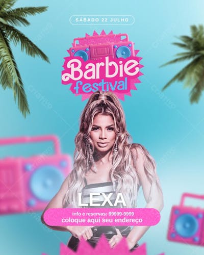 barbie festival editável no canva