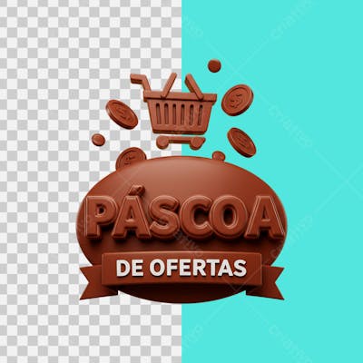 SELO 3D Páscoa de ofertas estilo chocolate  PNG TRANSPARENTE