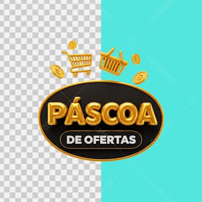 SELO 3D Páscoa de ofertas 1  PNG TRANSPARENTE