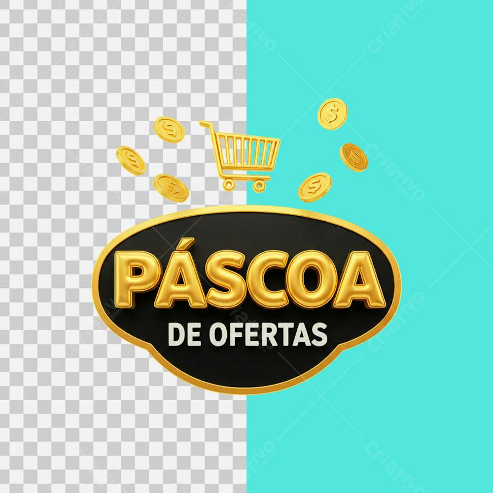 SELO 3D Páscoa de ofertas 2  PNG TRANSPARENTE