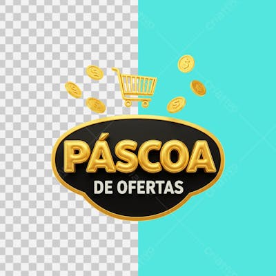 SELO 3D Páscoa de ofertas 2  PNG TRANSPARENTE