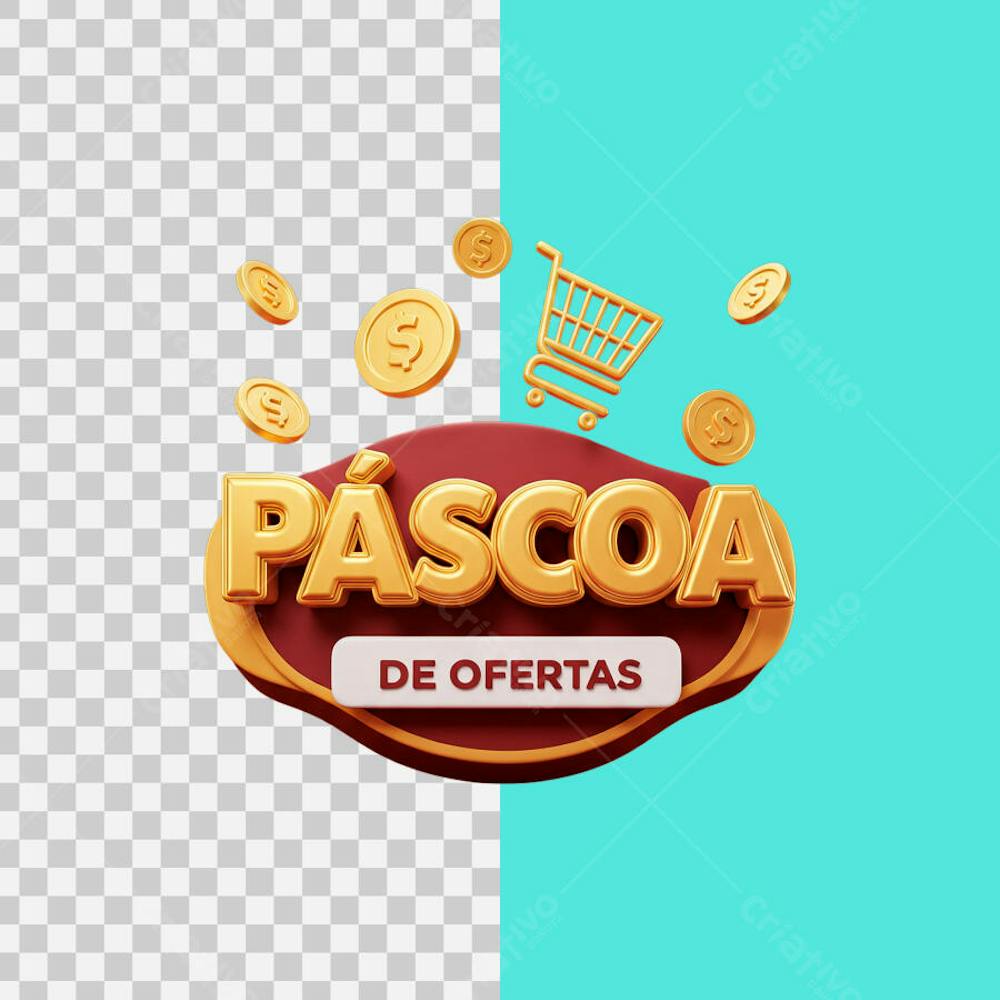 SELO 3D Páscoa de ofertas 3 PNG TRANSPARENTE