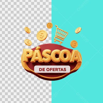 SELO 3D Páscoa de ofertas 3 PNG TRANSPARENTE
