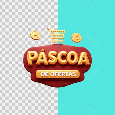 SELO 3D Páscoa de ofertas 5  PNG TRANSPARENTE