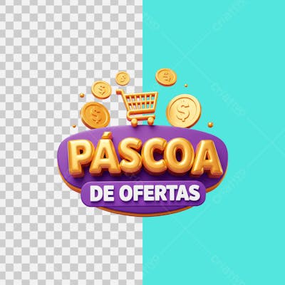 SELO 3D Páscoa de ofertas 7  PNG TRANSPARENTE