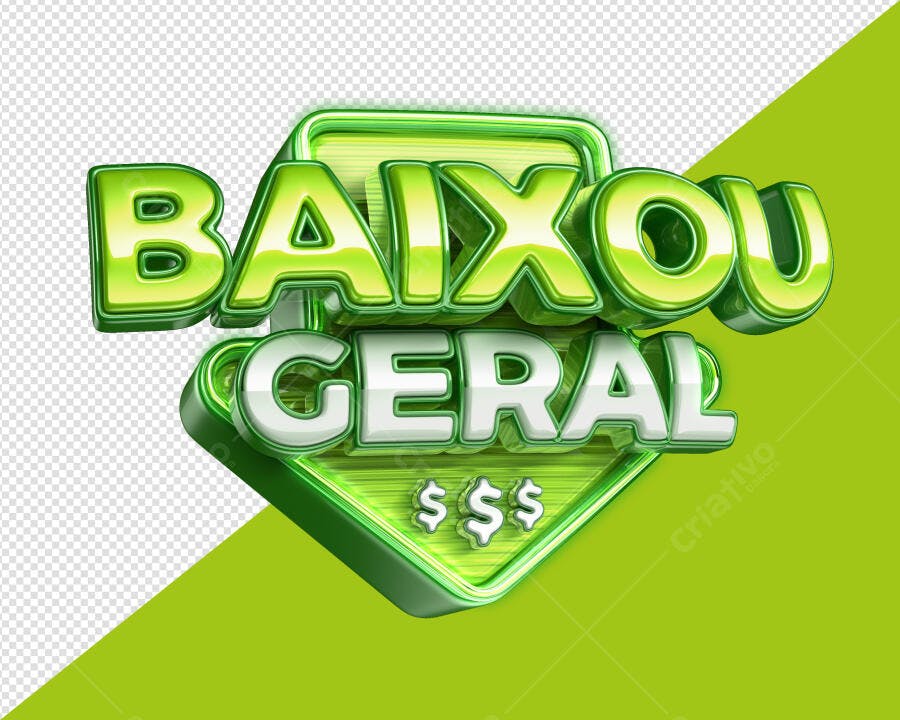 Selo 3D promocional verde e branco brilhante